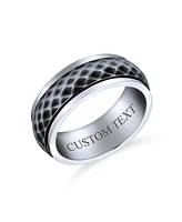 Bling Jewelry Multi Faceted Prism Cut Band Fidget Spinner Rings Two Silver Tone Oxidized Stainless 8MM
