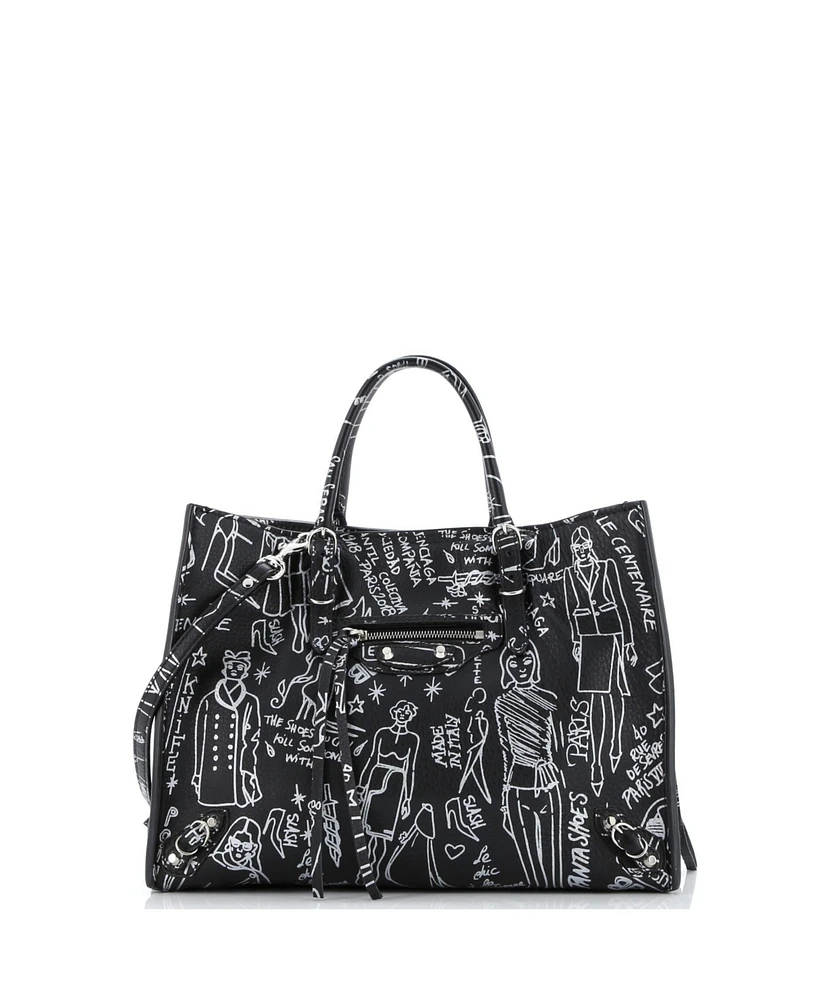 Pre-Owned Balenciaga Papier Graffiti A6 Zip Around Classic Studs Bag Leather