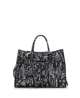 Pre-Owned Balenciaga Papier Graffiti A6 Zip Around Classic Studs Bag Leather