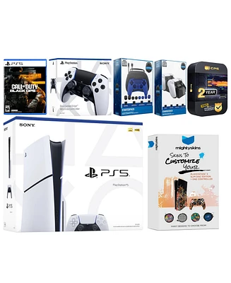 Sony Playstation 5 Slim Disc with Call of Duty: Black Ops 6, Extra Edge Controller, Gamer Starter Pack, Charge Dock and MightySkins Voucher + 2 Year C