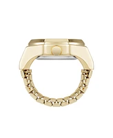 Nine West Women's Quartz Contemporary Black and Gold-Tone Metal Alloy Ring Watch, 23mm