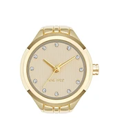 Nine West Women's Quartz Gold-Tone Metal Alloy Crystal Accented Dial Ring Watch, 23mm