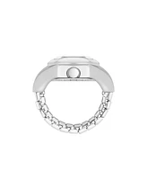Nine West Women's Quartz Iconic Pink and Silver-Tone Metal Alloy Ring Watch, 22mm