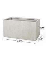Effortless Outdoor Style: Stone-Like Rectangular Concrete Planter