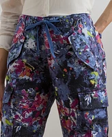Lauren Ralph Women's Print Linen Cargo Ankle Pants