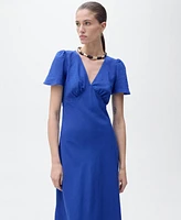 Mango Women's Floral Linen-Blend Dress