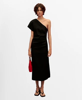 Mango Women's Asymmetrical Linen Dress