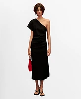 Mango Women's Asymmetrical Linen Dress