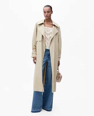 Mango Women's Belted Cotton Trench Coat