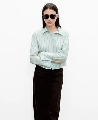 Mango Women's Striped Cropped Shirt