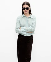 Mango Women's Striped Cropped Shirt