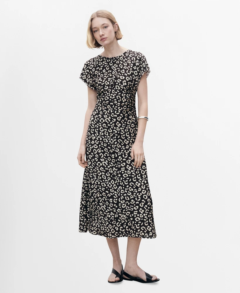 Mango Women's Frayed Ends Leopard Print Dress