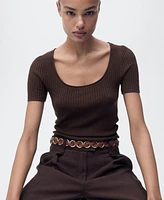 Mango Women's Linen-Blend Knitted Sweater