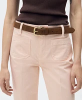 Mango Women's Pocketed Flared Cropped Jeans