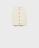 Mango Women's Buttons Detail Fine-Knit Sweater Vest