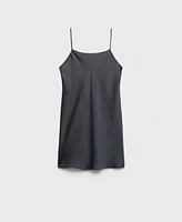 Mango Women's Straps Satin Nightgown Dress
