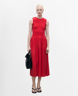 Mango Women's Gathered Body Flared Dress