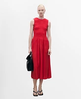 Mango Women's Gathered Body Flared Dress