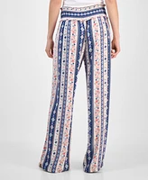 Kingston Grey Juniors' Floral-Print Wide-Leg Soft Pants