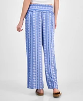 Kingston Grey Juniors' Printed Cropped Wide-Leg Soft Pants
