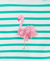 First Impressions Baby Girls Flamingo Graphic Striped Flutter-Sleeve T-Shirt, Exclusively at Macy's