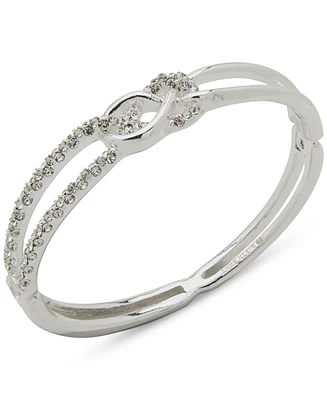 Anne Klein Silver-Tone Pave Interlocked Open Bangle Bracelet