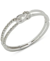 Anne Klein Silver-Tone Pave Interlocked Open Bangle Bracelet