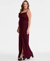 Emerald Sundae Trendy Plus Cowlneck Side-Ruched Maxi Dress, Created for Macy's