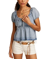 Lucky Brand Women's Square-Neck Blouson-Sleeve Top