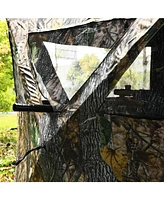 3 Person Portable Pop-Up Ground Hunting Blind with Tie-downs