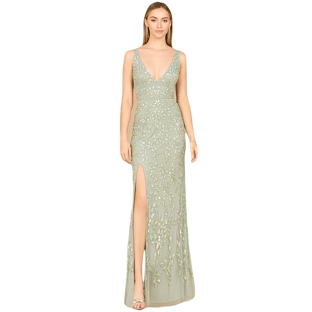 Lara Women's Embellished Gown with Slit - Outlet