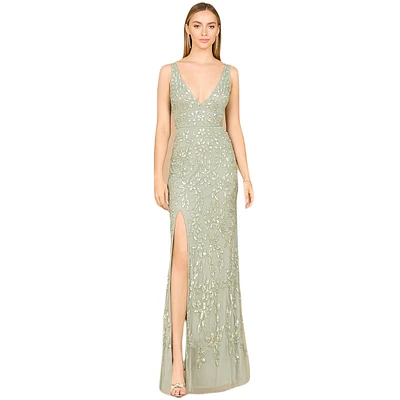 Lara Women's Embellished Gown with Slit - Outlet