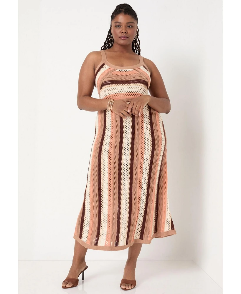 June + Vie Plus Strap Sweater Midi Dress