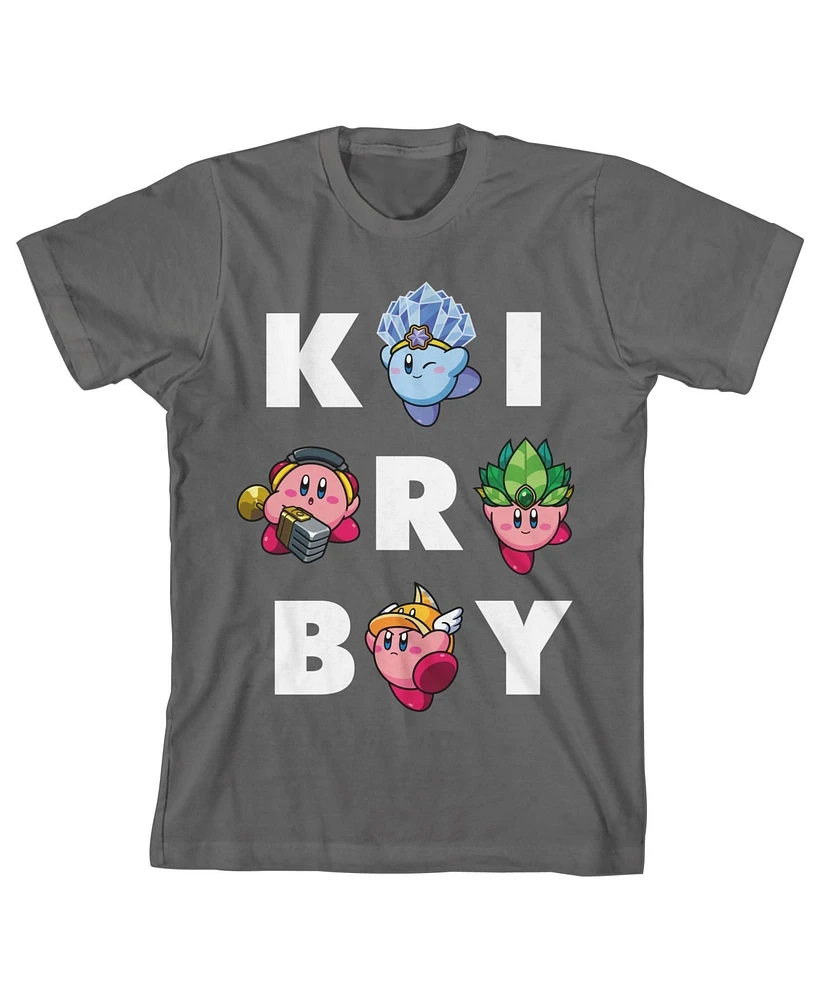 Kirby Boys Transformations Youth Charcoal T-shirt