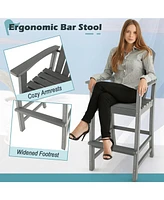 30 Inches Counter Height Outdoor Hdpe Bar Stool with Armrests and Footrest