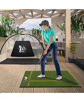 Artificial Turf Mat for Indoor and Outdoor Golf Practice Includes 2 Rubber Tees and 2 Alignment Sticks-20mm