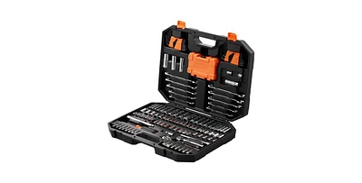 Mechanics Tool Set And Socket Set, Drive Deep And Standard Sockets, 145 Pcs Sae And Metric Mechanic Tool Kit With Bits, Combination Wrench, Hex Wrench
