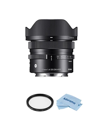 Sigma 17mm f/4.0 Dg Dn Contemporary Lens for Sony E Bundle with 55mm Multi Coated Uv Slim Filter, Microfiber Cleaning Cloth