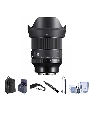 Sigma 24mm f/1.4 Dg Dn Art Lens for Sony E Bundle with Backpack, Strap, 72mm Filter Kit, Lens Cleaner, Cleaning Kit, Lens Cap Tether
