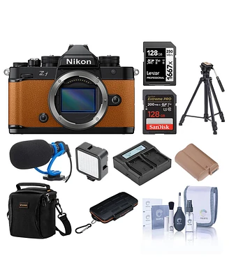 Nikon Z f Mirrorless Camera, Orange, Bundle with 2x 128GB Memory Card, Backpack, En-EL15c Battery, Smart Charger Plate, Dual Smart Charger, Microphone