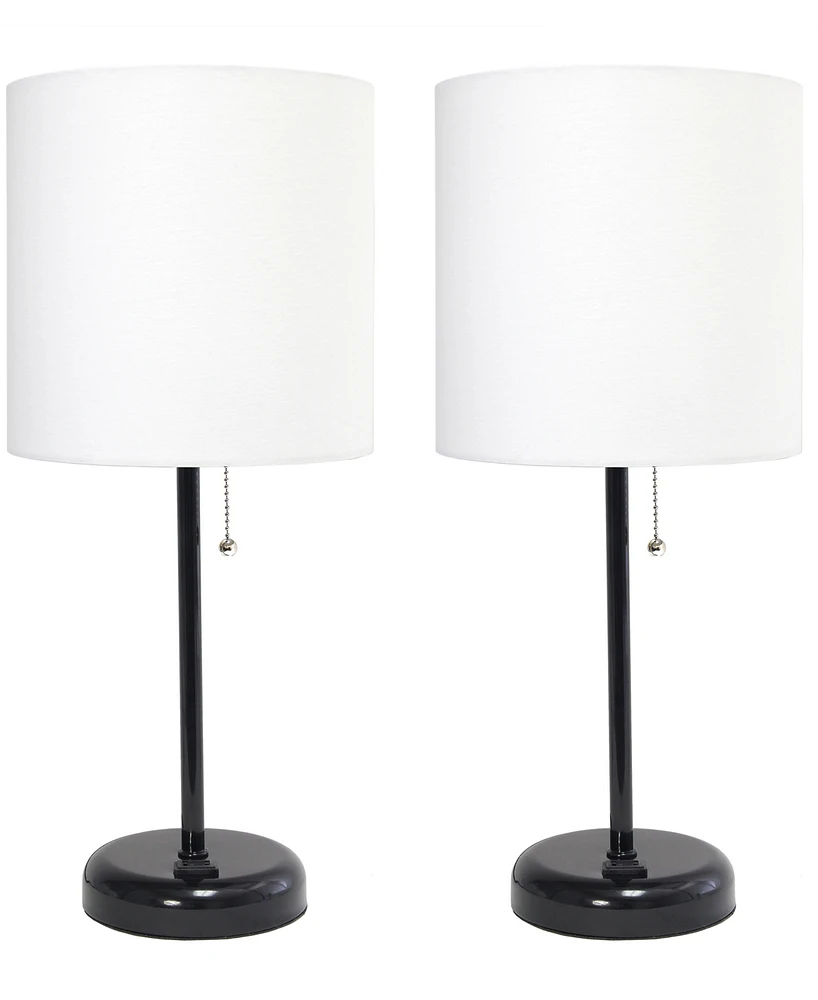 Creekwood Home 19.5" Metal Oslo Contemporary Bedside Duo Table Lamp Set