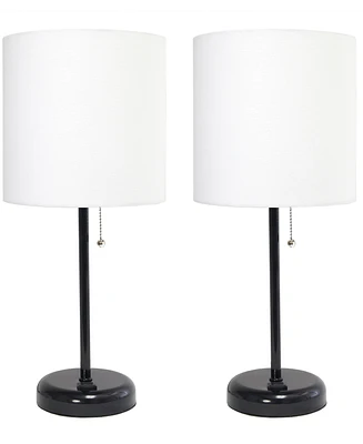 Creekwood Home 19.5" Metal Oslo Contemporary Bedside Duo Table Lamp Set