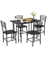 5 Pieces Wood Rectangular Dining Table Set