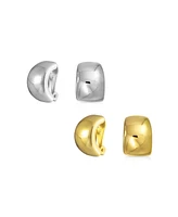 Bling Jewelry Set of 2 Huggie Shrimp Half Hoop Clip-On Earrings for Non-Pierced Gold Plated