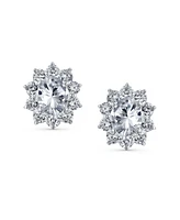 Bling Jewelry Set of 2 Classic Crown Black Clear 1.5 Ct Cz Stud Earring Silver Plated