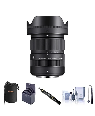 Sigma 18-50mm f/2.8 Dc Dn Contemporary Lens for Fujifilm X, Bundle with 55mm Filter Kit, Lens Pouch, Lens Cleaner, Cleaning Kit, Lens Cap Tether