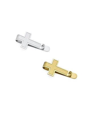 Bling Jewelry Set of 2 Christian Fleur de Lis Cross Money Clip Credit Card Holder Gold Plated
