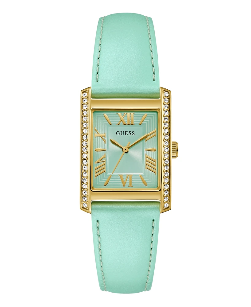 Guess Women's Analog Green Leather Watch, 27mm