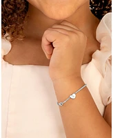 Tiny Blessings Children's Sterling Silver Dainty Heart & Engraved Initial Girls' 5.25" Bracelet