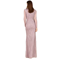 Lara Women's V Neck Beaded Long Sleeve Dress